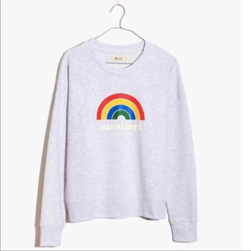 NWT MADEWELL Sun kissed Beach Club Gray Graphic Mainstay Pullover Sweatshirt, XL